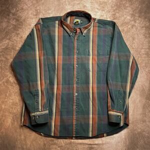 Cabela's Vintage Heavyweight Striped Plaid Shirt Multicolor Men's XL Outdoor